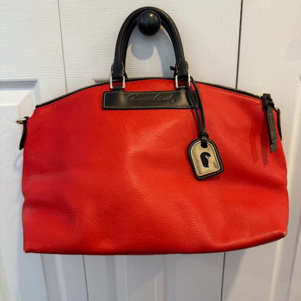 Signature Dooney & Bourke Juliette Red Vachetta Leather Satchel